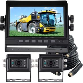 AHD 1080P Wired Reverse Rear View Backup Camera System,2 IR Camera with Waterproof IP69K, 7" Single View Monitor with TVS Protector,Vibration-Proof 10G for Tractor/Truck/Skid Steer/Heavy Equipment