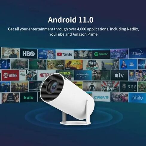 Phantom® Projector, Mini Projector, Supports Wifi 6, BT5.0 With 11.0 Android OS, Automatic Keystone Correction, 180 Degree, 130 Inch Display For Phone/PC/Lap/PS5/Stick, 4K Home Cinema Projector HDMI in Saudi Arabia