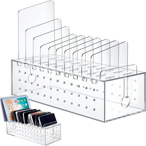 Barydat 10 Device Acrylic Cell Phone Charging Stations Dock Clutter Organizer Charging Stand for Multiple Devices Desk Rack Compatible with Phone, Laptops Tablets, Watch in Saudi Arabia