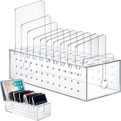 Barydat 10 Device Acrylic Cell Phone Charging Stations Dock Clutter Organizer Charging Stand for Multiple Devices Desk Rack Compatible with Phone, Laptops Tablets, Watch in Saudi Arabia
