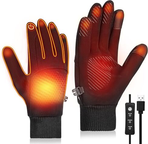 USB Heated Gloves, Warm Winter Heated Gloves with 3 Adjustable Temperature Non-Slip Electric Touchscreen Gloves Hand Warmers Work Unisex Washable Fleecing Glove for Men Women Indoor Outdoor in Kuwait