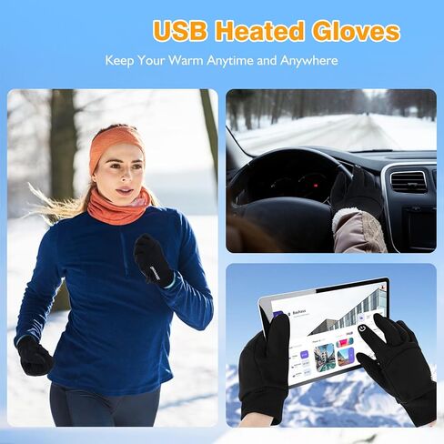 USB Heated Gloves, Warm Winter Heated Gloves with 3 Adjustable Temperature Non-Slip Electric Touchscreen Gloves Hand Warmers Work Unisex Washable Fleecing Glove for Men Women Indoor Outdoor in Kuwait