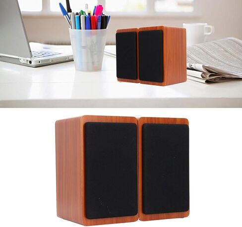 5V 3W USB Wired Wood Computer Speakers, 5.0 Sound Channel 2.0 Stereo Sound Speaker for Music, Movies, Gaming, for Laptop, Notebook, Desktop, Computer (Walnut Wood) in Saudi Arabia