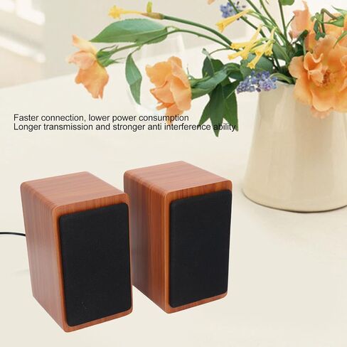 5V 3W USB Wired Wood Computer Speakers, 5.0 Sound Channel 2.0 Stereo Sound Speaker for Music, Movies, Gaming, for Laptop, Notebook, Desktop, Computer (Walnut Wood) in Saudi Arabia