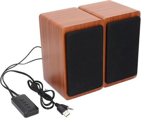 5V 3W USB Wired Wood Computer Speakers, 5.0 Sound Channel 2.0 Stereo Sound Speaker for Music, Movies, Gaming, for Laptop, Notebook, Desktop, Computer (Walnut Wood) in Saudi Arabia