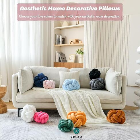 Knot Pillow Ball, Soft Home Decorative Throw Pillows Cushion, Round Changeability Knotted Pillows, Modern Home Handmade Cushions for Bedroom, Sofa, Couch (8 Inch, Light Blue) in Kuwait