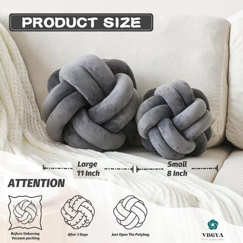 Knot Pillow Ball, Soft Home Decorative Throw Pillows Cushion, Round Changeability Knotted Pillows, Modern Home Handmade Cushions for Bedroom, Sofa, Couch (8 Inch, Light Blue) in Kuwait