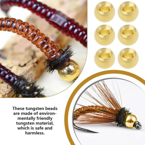 100PCS Fly Tying Brass Beads Fishing Hook Weight for Freshwater and Saltwater Fishing Slotted Fly Tying Beads Fishing Gear Accessories Gold in Saudi Arabia