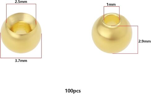 100PCS Fly Tying Brass Beads Fishing Hook Weight for Freshwater and Saltwater Fishing Slotted Fly Tying Beads Fishing Gear Accessories Gold in Saudi Arabia