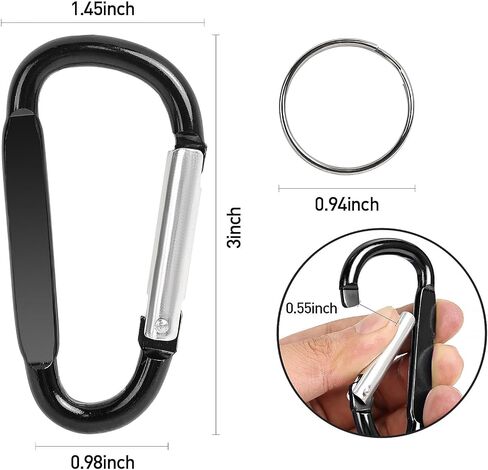 2PCS Carabiner Clip, 3" Large Aluminum Clips D Ring Shape Carabiner, Contain 2 Key Chain and 2 Key Ring Keychain Hook in Saudi Arabia