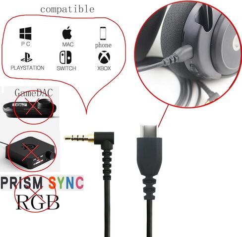 كابل صوت بديل NewFantasia مع نوع C USB-C ذكر فقط متوافق مع سماعة الألعاب SteelSeries Arctis Nova 3 1.3 متر/4.2 قدم in Kuwait