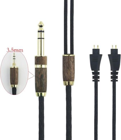 كابل صوت مطور من NewFantasia 6N OCC مطلي بالفضة والنحاس متوافق مع سماعات Fostex TH-900 MKII وTH610 وTH900 MK2 المتميزة مع ذكر 3.5 مم ومحول 6.3 مم من خشب الجوز in Kuwait