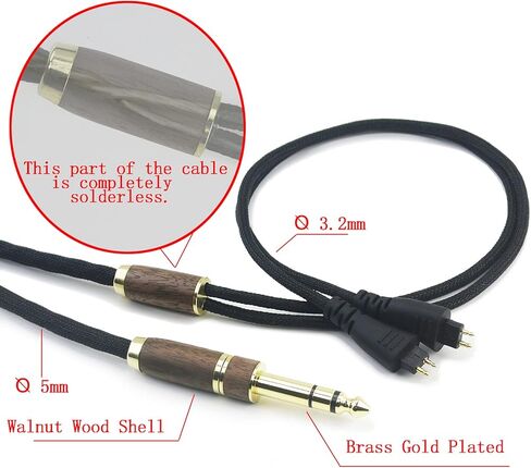 كابل صوت مطور من NewFantasia 6N OCC مطلي بالفضة والنحاس متوافق مع سماعات Fostex TH-900 MKII وTH610 وTH900 MK2 المتميزة مع ذكر 3.5 مم ومحول 6.3 مم من خشب الجوز in Kuwait