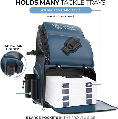 Reaction Tackle Saltwater Fishing Tackle Bags, Water Resistant 1000D PVC Tackle Box Bag with Removable Dividers, Fits 3600 and 3700 Trays, Large in Kuwait