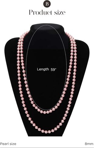 BABEYOND Long Pearl Necklace Faux Pearls Necklace Set Beaded Long Pearls Necklace 1920s Gatsby Costume Jewelry in Saudi Arabia