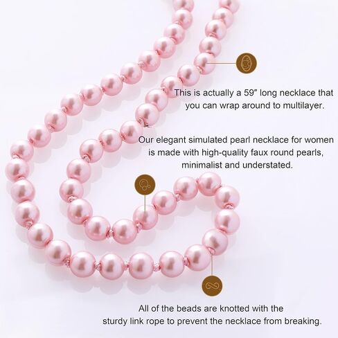 BABEYOND Long Pearl Necklace Faux Pearls Necklace Set Beaded Long Pearls Necklace 1920s Gatsby Costume Jewelry in Saudi Arabia