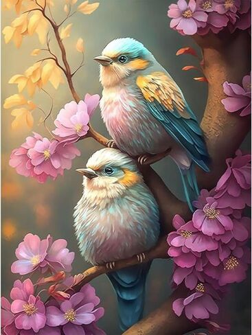 Lxmsja Toucan Bird Flowers الماس الفن مجموعات الرسم للبالغين، 5D مجموعات الفن الماس للمبتدئين، DIY الحفر الكامل الحرف اللوحة مع الماس، ديكور جدار المنزل 12x16 بوصة in Saudi Arabia
