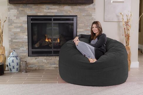 Chill Sack Bean Bag Chair: Giant 5' Memory Foam Furniture Bean Bag - Big Sofa with Soft Micro Fiber Cover - Black in Kuwait