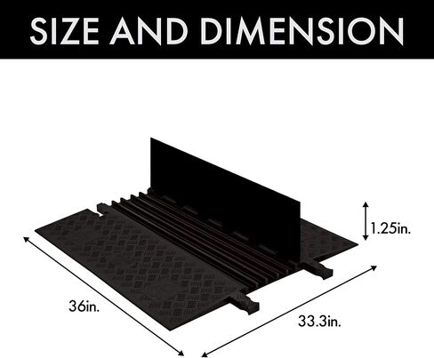 Guard Dog GD5X75-B/B Polyurethane Heavy Duty 5 Channel Low Profile Cable Protector with ADA Compliant Ramp, Black Lid with Black Ramp, 36" Length, 33.3" Width, 1.25" Height in Saudi Arabia