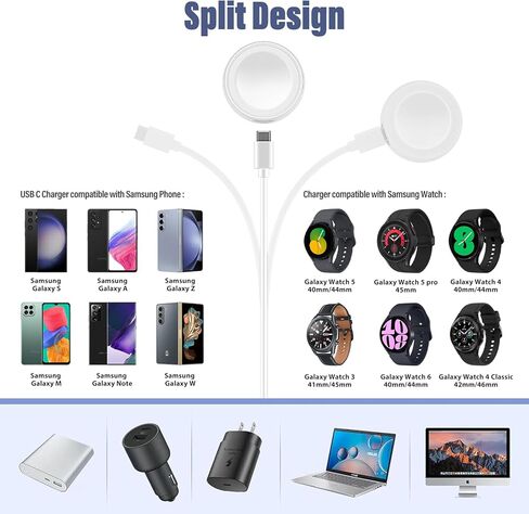 شاحن ميليا لساعة سامسونج جالاكسي 6/5/5 برو/ساعة 4/4 كلاسيك/ساعة 3/أكتيف 2، كابل شحن USB مغناطيسي لملحقات ساعة سامسونج جالاكسي - 3.3 قدم 100 سم (أبيض) in Kuwait