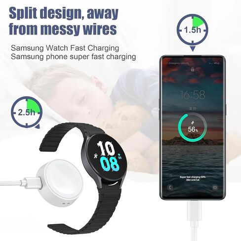 شاحن ميليا لساعة سامسونج جالاكسي 6/5/5 برو/ساعة 4/4 كلاسيك/ساعة 3/أكتيف 2، كابل شحن USB مغناطيسي لملحقات ساعة سامسونج جالاكسي - 3.3 قدم 100 سم (أبيض) in Kuwait