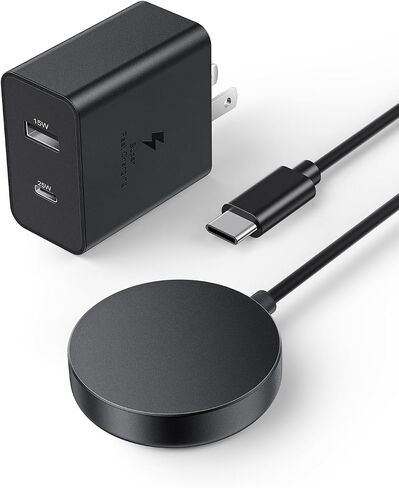 for Samsung Galaxy Watch Charger Compatible with Galaxy Watch 7/6/6 Classic/FE/5/5 Pro/4/4 Classic/3/Active 2/Active1, 5FT Type C Port Cable, Black in Kuwait