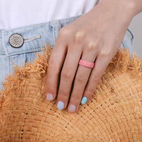 Egnaro Inner Arc Ergonomic Breathable Design, Silicone Rings for Women with Half Sizes, Women's Silicone Wedding Band, 6mm Wide - 2mm Thick in Kuwait