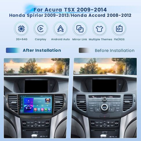 2+64G Android 13 CarPlay Car Stereo Radio for Acura TSX 2009-2014 for Honda Accord 2008-2012 for Honda Spirior 2009-2013, 9'' HD Touch Screen Android Auto, AHD Backup Camera, GPS, WiFi, FM RDS in Saudi Arabia