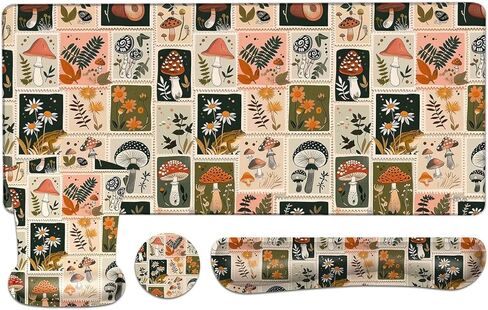 MOSISO Desk Pad Mat Keyboard Mouse Pad Set, Large Gaming Mouse Pad&Keyboard Wrist Rest&Mouse Pad with Wrist Rest&Coaster, Ergonomic Non-Slip Mousepad with Memory Foam for Home Office, Vintage Mushroom in Saudi Arabia
