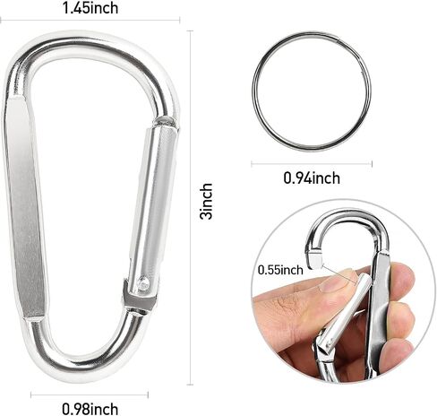 2PCS Carabiner Clip, 3" Large Aluminum Clips D Ring Shape Carabiner, Contain 2 Key Chain and 2 Key Ring Keychain Hook in Saudi Arabia