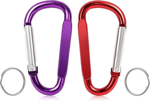 2PCS Carabiner Clip, 3" Large Aluminum Clips D Ring Shape Carabiner, Contain 2 Key Chain and 2 Key Ring Keychain Hook in Saudi Arabia