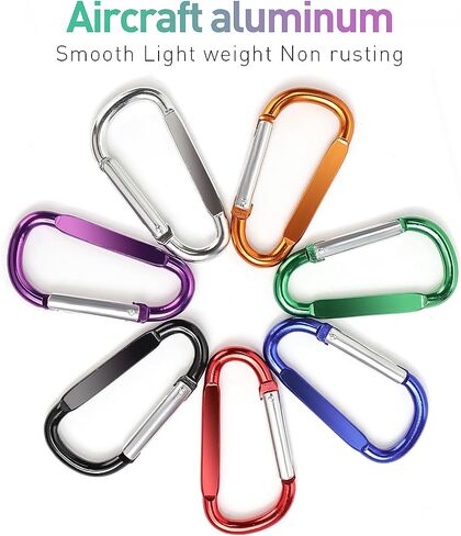 2PCS Carabiner Clip, 3" Large Aluminum Clips D Ring Shape Carabiner, Contain 2 Key Chain and 2 Key Ring Keychain Hook in Saudi Arabia