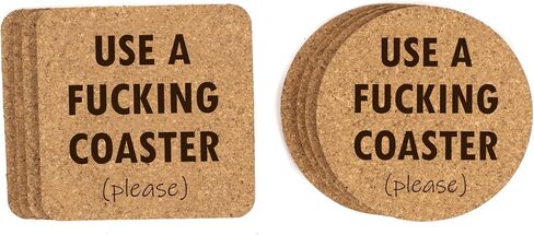 Funny Cork Coaster Set (Please Leave By 9 6pc Set, Square) in Kuwait