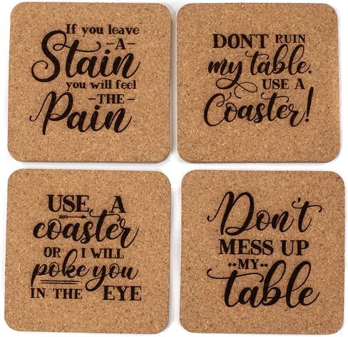 Funny Cork Coaster Set (Please Leave By 9 6pc Set, Square) in Kuwait