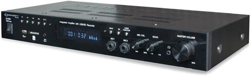 مضخم صوت متكامل بقدرة 1200 واط مع مدخلات ميكروفون مزدوجة 1/4 بوصة مع عناصر تحكم في مستوى الصوت والصدى، ومدخلات USB وبطاقة SD، وتشغيل ملفات mp3 من محركات أقراص USB وبطاقات SD، وشاشة عرض بواسطة Technical Pro in Kuwait