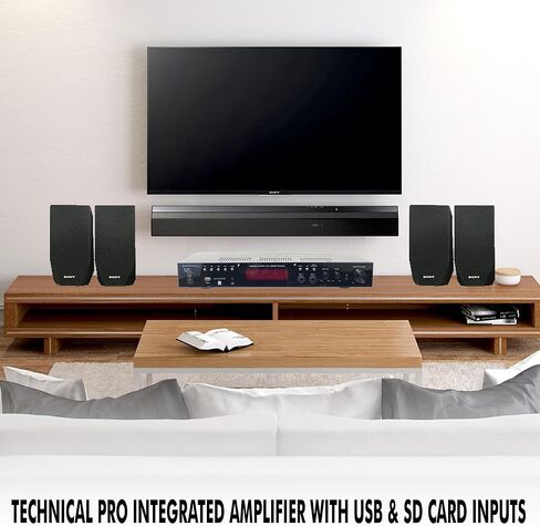 مضخم صوت متكامل بقدرة 1200 واط مع مدخلات ميكروفون مزدوجة 1/4 بوصة مع عناصر تحكم في مستوى الصوت والصدى، ومدخلات USB وبطاقة SD، وتشغيل ملفات mp3 من محركات أقراص USB وبطاقات SD، وشاشة عرض بواسطة Technical Pro in Kuwait