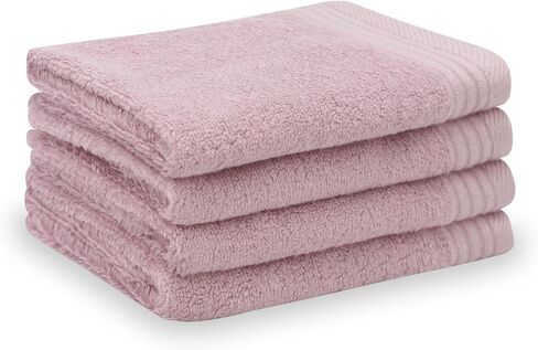 SERISIMPLE Premium Viscose Bamboo Washcloth Set - Pack of 4, 13x13 in Soft and Absorbent, Durable and Comfortable, Suitable for Body & Face, Baby and Adults (Pink/Stripes) in Kuwait