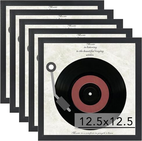 Wood Vinyl Record Frame for the Wall, Display 12.5x12.5 Album Cover and 12x12 LP Vinyl Record with Cover, Album Frames for Vinyl Records, Sturdy 12.5x12.5 Frame Black, 1 Pack in Saudi Arabia