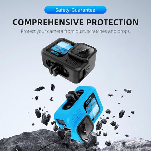 حافظة حماية من السيليكون من REYGEAK لـ Go Pro Hero 13، ملحقات غطاء كاميرا GoPro مضادة للسقوط لـ GoPro 13، عمر طويل، يمكن استخدامها لعدة مرات (إطار كامل الجسم + غطاء جانبي + أغطية عدسة) in Kuwait
