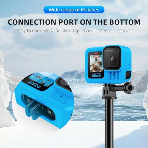 حافظة حماية من السيليكون من REYGEAK لـ Go Pro Hero 13، ملحقات غطاء كاميرا GoPro مضادة للسقوط لـ GoPro 13، عمر طويل، يمكن استخدامها لعدة مرات (إطار كامل الجسم + غطاء جانبي + أغطية عدسة) in Kuwait