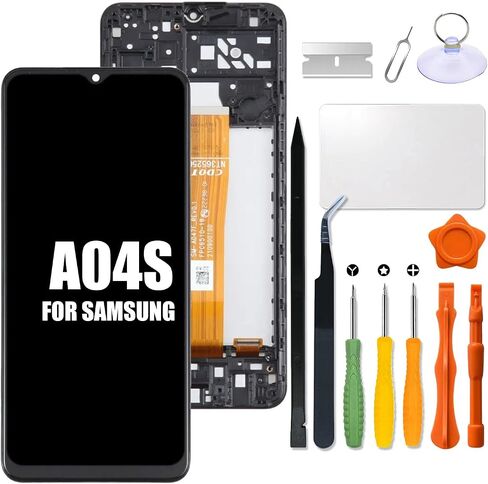بديل لشاشة LCD Samsung Galaxy A04s مع إطار لهاتف Samsung A047 A047F A047F/DS A047F/DSN مجموعة المحول الرقمي الداخلي لشاشة اللمس مع طقم إصلاح in Saudi Arabia