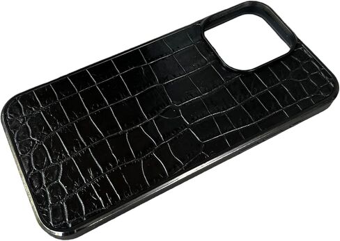 حافظة جلد التمساح باللون الأسود لهاتف iPhone 15/15 Pro/15 Pro Max، حافظة iPhone أصلية فاخرة من جلد التمساح للرجال والنساء، غطاء هاتف خلفي مقاوم للصدمات وجيد التهوية (iPhone 15) in Saudi Arabia