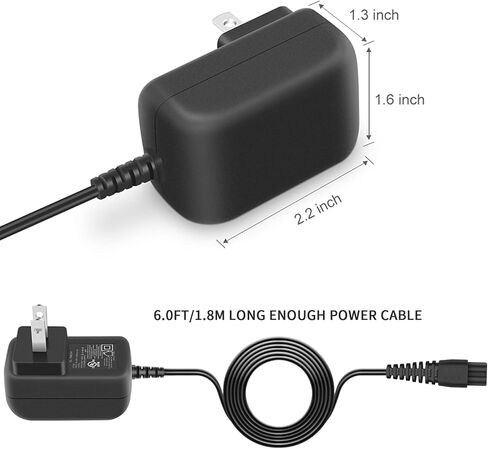 سلك الطاقة المدرج في قائمة UL لـ Wahl 9549 09549 شاحن بديل لقص الكلب محول تيار متردد بطول 6.0 قدم سلك طويل إضافي تيار مستمر إمداد مثالي in Kuwait