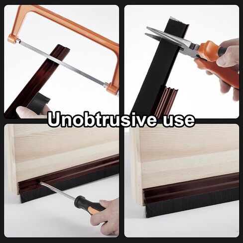 Tandefio 4 Pcs Aluminum Door Sweep Brush 1.65 x 36.5 Inch Dark Brown Door Brush Seal with Screws Nylon Bristle Weatherstrip Bottom Door Sweep for Home Garage Exterior Interior Doors in Saudi Arabia
