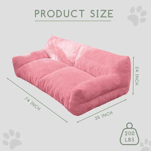 HIGOGOGO Giant Human Dog Sofa Bed, Big Comfy Floor Sofa Couch for Pet Families with Foam Chunk Supportive Mat, Corduroy Orthopedic Dog Bed for Human, Beige in Saudi Arabia