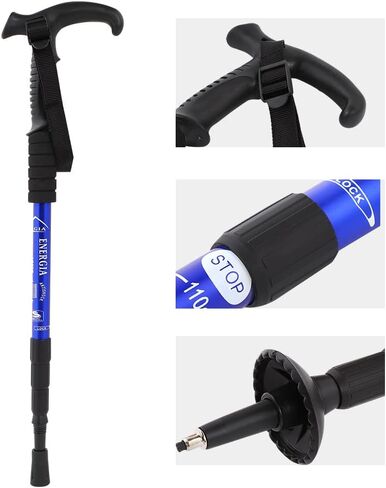 أقطاب الرحلات، تلسكوبي 4 خطوات 54-113 سم (21.3-44.5 بوصة) عصي ​​المشي، عصا مشي تلسكوبية من سبائك الألومنيوم EVA، عصا مشي محمولة للمشي لمسافات طويلة والتخييم باللون الأزرق in Kuwait