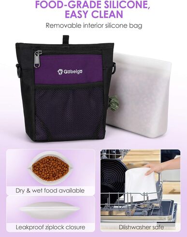 Gobeigo 4 Cup Dog Treat Pouch with Silicone Insert Bag& Clicker(Black) in Saudi Arabia