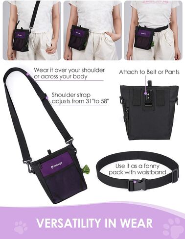 Gobeigo 4 Cup Dog Treat Pouch with Silicone Insert Bag& Clicker(Black) in Saudi Arabia