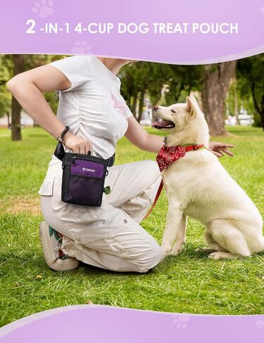 Gobeigo 4 Cup Dog Treat Pouch with Silicone Insert Bag& Clicker(Black) in Saudi Arabia