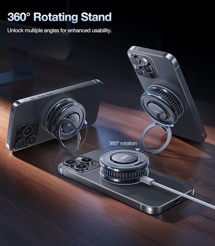 TORRAS PolarCircle Qi2 Mag-Safe Charger, Semiconductor Cooling 15W Wireless Charger for iPhone 16/15/14/13/12, Magnetic Charging Pad with 360°Spin Stand, Phone Cooler for Gaming and Live Streamin in Kuwait